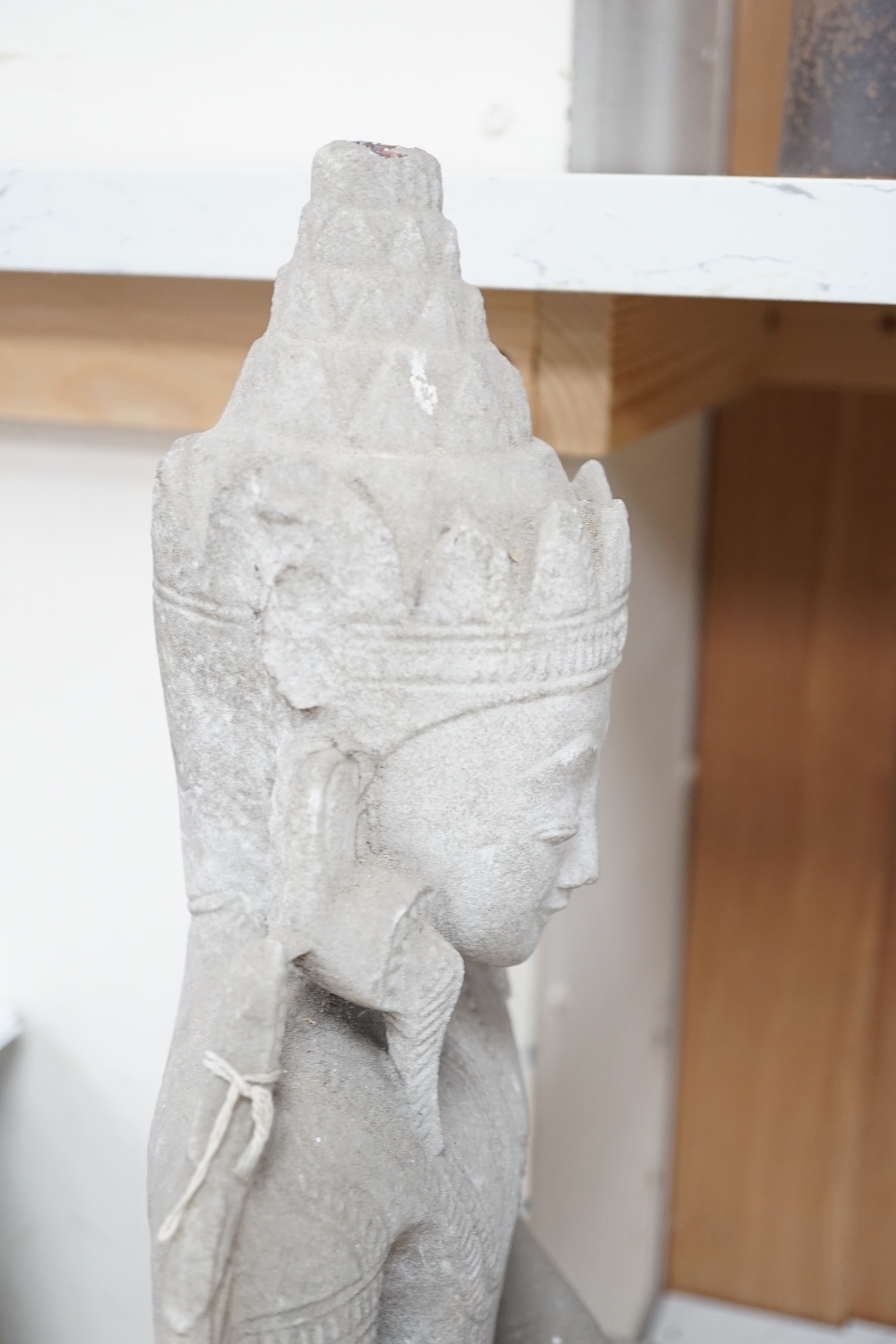 A Burmese carved alabaster figure of Buddha, 48cm tall